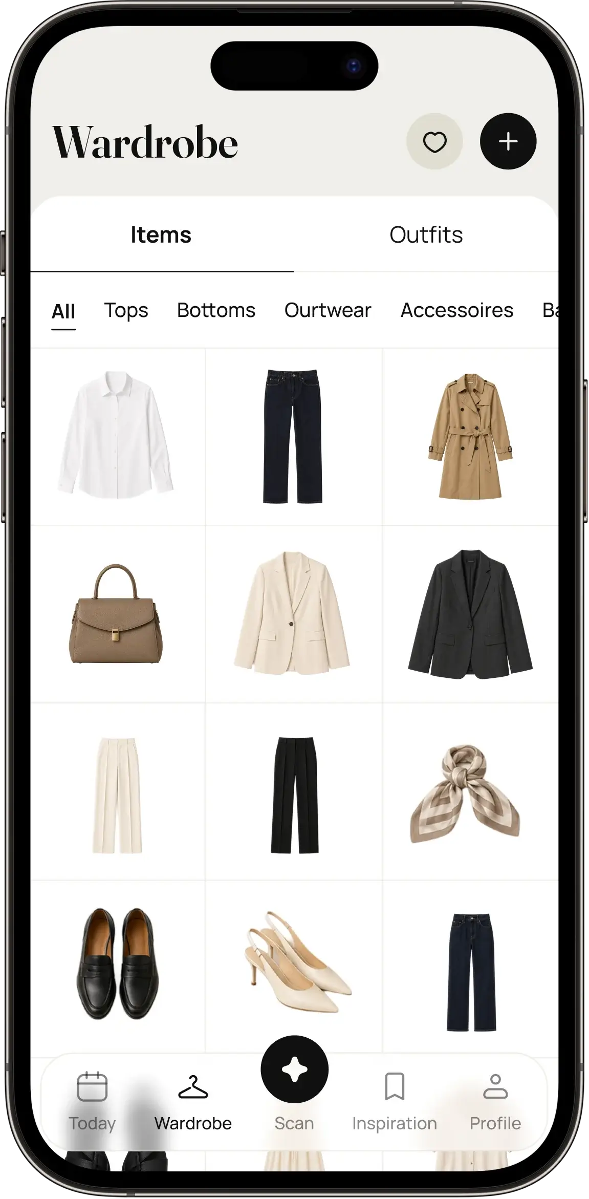 Clothes organised in the Maia wardrobe